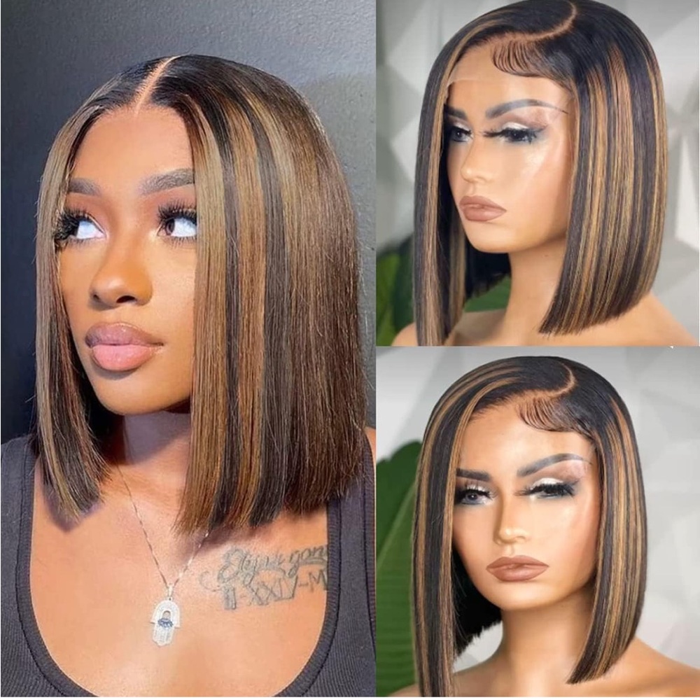Colorful Bird Highlight Ombre Lace Front Bob Wig